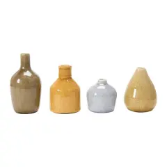 Hello Honey&reg; Stoneware Crackle Glaze Bud Vase Set Mustard Tone