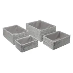 Sorbus 4-Piece Woven Rope Basket Set Gray