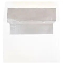 JAM Paper 4.75" x 6.5" Foil Lined Invitation Envelopes, 50ct. White with Silver Foil