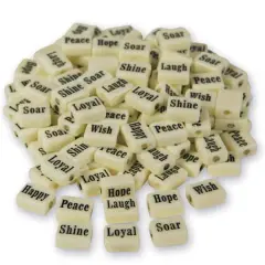 S&S&reg; Worldwide White Inspiring Word Plastic Beads, 13mm