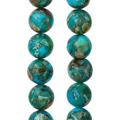 Turquoise Dyed Imperial Jasper Round Beads, 10mm by Bead Landing&trade;
