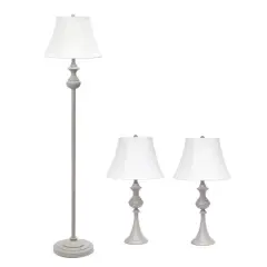 Lalia Home Gray Traditional Table and floor Lamp Set