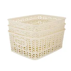 Simplify Small&nbsp;Herringbone Storage Basket, 3ct. Ivory