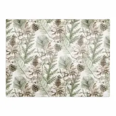 Pine Cones & Greenery on White Cotton Twill Placemat