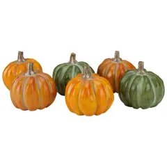3" Orange & Green Boxed Pumpkin D&eacute;cor Set