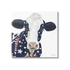 Stupell Industries Country Americana Cow Flag Pattern Canvas Wall Art