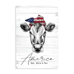 Stupell Industries Americana Cow Red White and Moo Country Farm Quote Wall Plaque Art