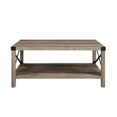 Walker Edison Gray & Black Metal & Rustic Wood Coffee Table