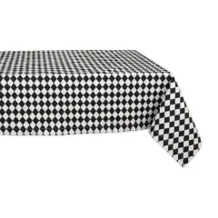 Black and Cream Harlequin Print Tablecloth 60" x 120"