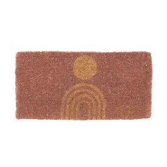 Natural Coir Doormat with Rainbow and Circle
