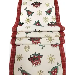 Wizardi 13.75" x 71" Festive Christmas Presents Table Runner