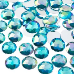 John Bead 16mm AB Acrylic Round Flat Back Rhinestones, 200ct. Aqua AB