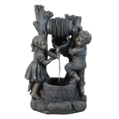 30" Bronze Children at the Well Outdoor Garden Water Fountain