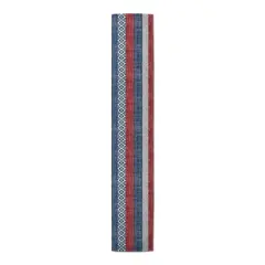 Patriotic Patchwork Stripes Outdoor Table Runner