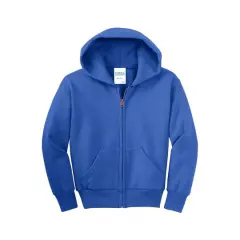 Port & Company&reg; Youth Core Fleece Full-Zip Hooded Sweatshirt Royal
