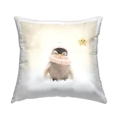 Stupell Industries Warm Snowy Winter Scarf Penguin Throw Pillow