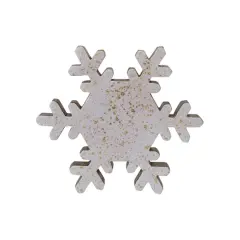 Hello Honey&reg; 11" Cream & Gold Mango Wood Snowflake Accent