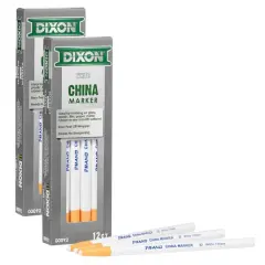 Dixon&reg; Phano China Markers, 2 Packs of 12 White
