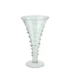 15.75" Clear Transparent Spiral Glass Trumpet Vase