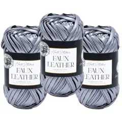 3 Pack Lion Brand&reg; Haute Stitches Faux Leather Yarn Silver Fox