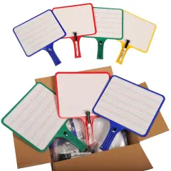 KleenSlate&reg; Blank & Lined Double-Sided Rectangular Dry Erase Paddles with Markers, 10 Sets