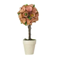12" Pink Floral Spring Topiary