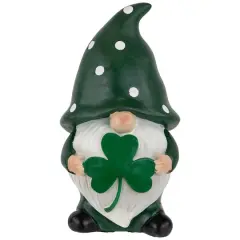 7.75" Shamrock Gnome St. Patrick's Day Outdoor Garden Statue