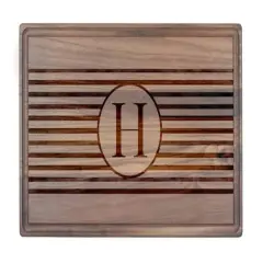 Stripe Monogram Walnut Cutting Board H