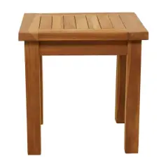 19" Brown Teak Wood Slatted Outdoor Accent Table