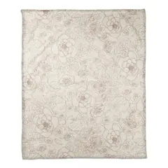 Line Floral Coral Fleece Blanket Pink