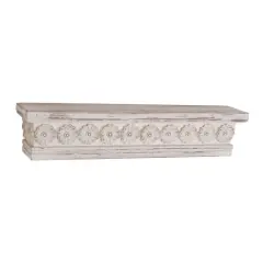 White Chinese fir wood Vintage Wall Shelf, 6" x 28" x 5"