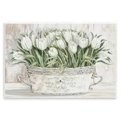 Stupell Industries Fresh White Tulip Flowers Vintage Wall Plaque Art