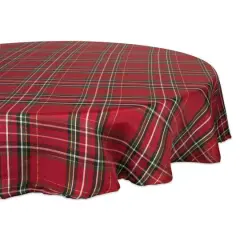 DII&reg; 70" Round Holiday Metallic Plaid Tablecloth
