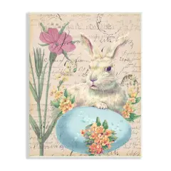 Stupell Industries Easter Bunny Spring Blue Egg Vintage Postal Script Wall Plaque