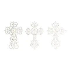 Set of 3 White Wood Traditional Wall Decor 11", 10"