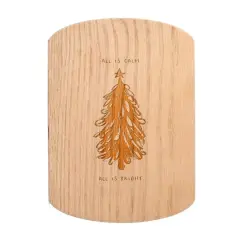 All is Calm All is Bright 11" x 8" Redwood Oval Cutting Board