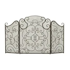 Black Metal Traditional Fireplace Screen
