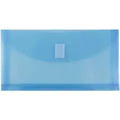 JAM Paper 5.25" x 10" Plastic Hook & Loop Closure Envelopes, 12ct. Blue
