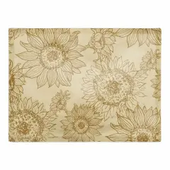 Large Sunflower Head Cotton Twill Placemat Gold and Yellow