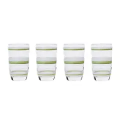 Hello Honey&reg; 5" Green & White Striped Drinking Glass, 4ct.