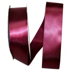 JAM Paper 1.5" x 50yd. Single Face Satin Ribbon Burgundy
