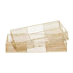 CosmoLiving by Cosmopolitan Gold Metal Contemporary Tray Set