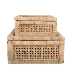 Hello Honey&reg; Cane & Rattan Display Box with Glass Lid Set