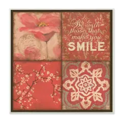 Stupell Industries Make You Smile Phrase Vintage Red Parisian Patterns,12" x 12"
