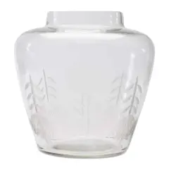 6.5" Etched Soda Lime Glass Urn Vase Clear