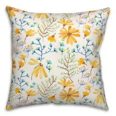 Flowers & Foliage Throw Pillow White