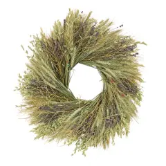 22'' Wheat and Lavender Flowers Spring Wreath