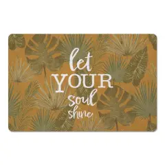 Let Your Soul Shine Topical Palm Floor Mat Yellow