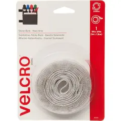 VELCRO&reg; Brand White Sticky Back Tape Hook Only, 0.75" x 10ft.