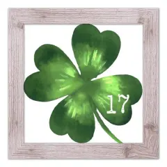 Large Four Leaf Clover Date Framed Print 16" x 16" Western White Framed Print